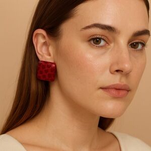 Red Maroon Elegant Statement Earrings